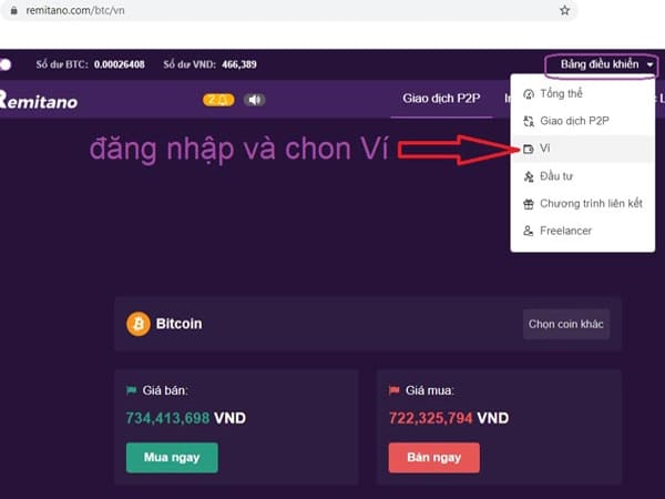 Nạp tiền vào remitano hoặc rút tiền Việt về tài khoản ngân hàng